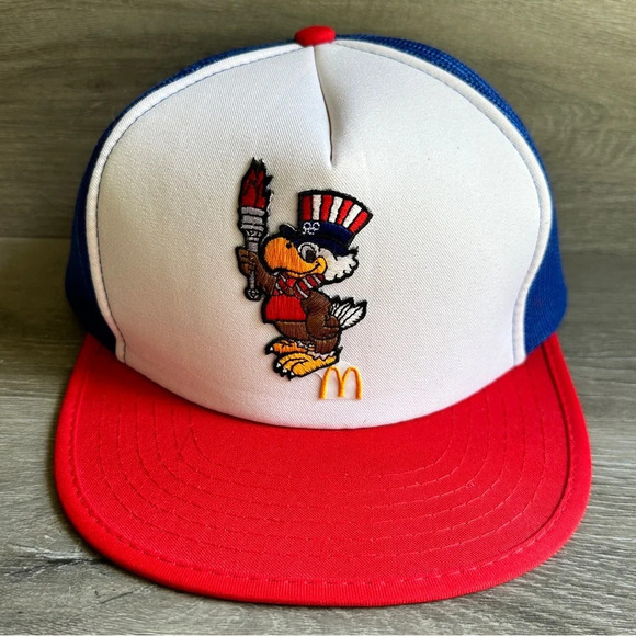 Vintage McDonald’s Olympic Trucker Snapback Hat NWOT Mesh Foam - Picture 1 of 5